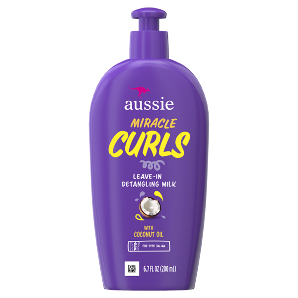 Aussie Miracle Curls Leave In Detangling Milk for Curly Hair Hydration and Frizz Control