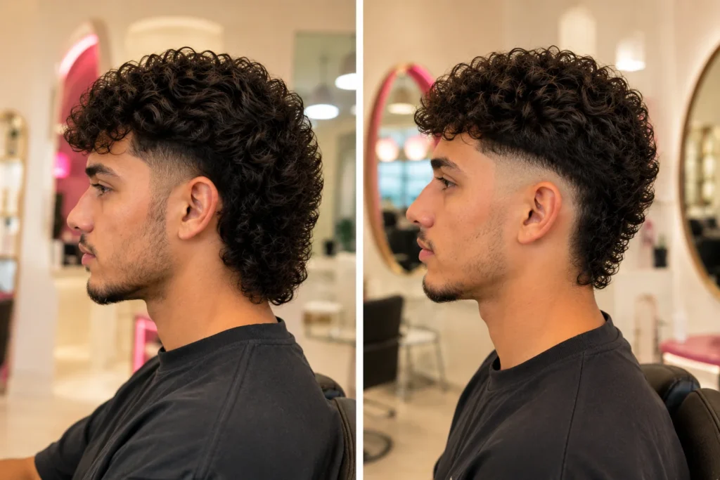 Good curly hair mullet compared with a mullet fade cut too high on the sides