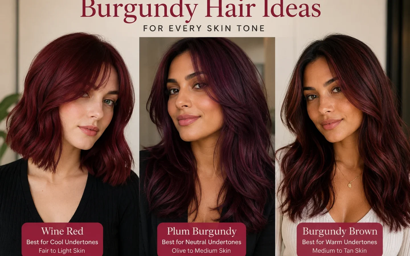 Burgundy Hair Color Ideas for Every Skin Tone