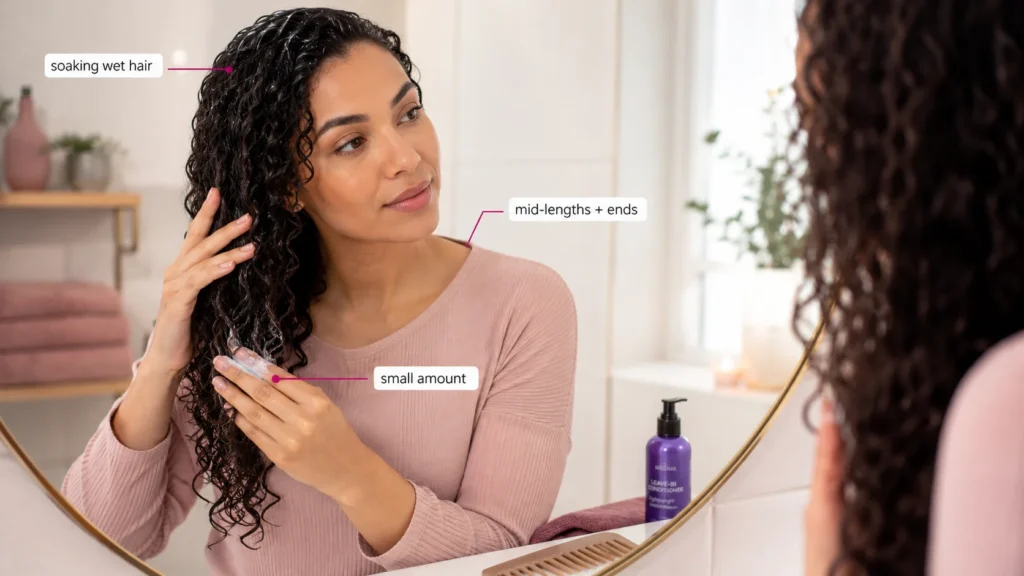 comparison showing Aussie Miracle Curls leave in works better for thick dry curls than fine low porosity curls