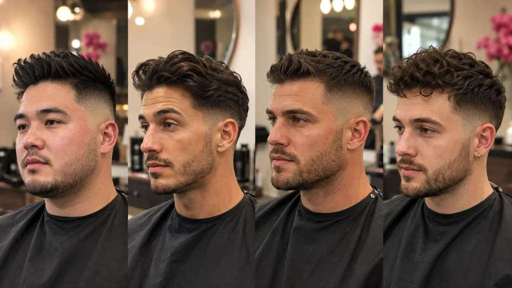 fade height examples for round long square and heart shaped faces