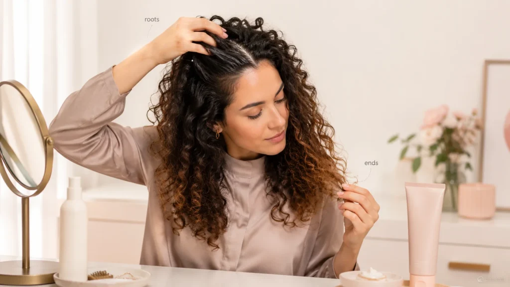 oily roots and dry ends showing why scalp and hair lengths need different care
