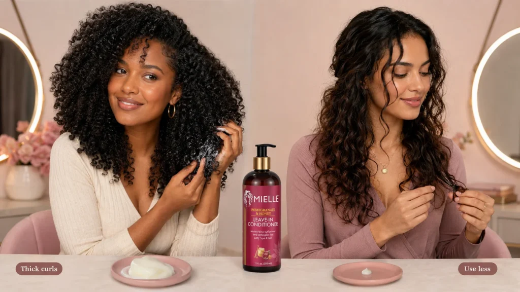 Mielle leave-in works best for thick curls and coils but should be used lightly on fine curls