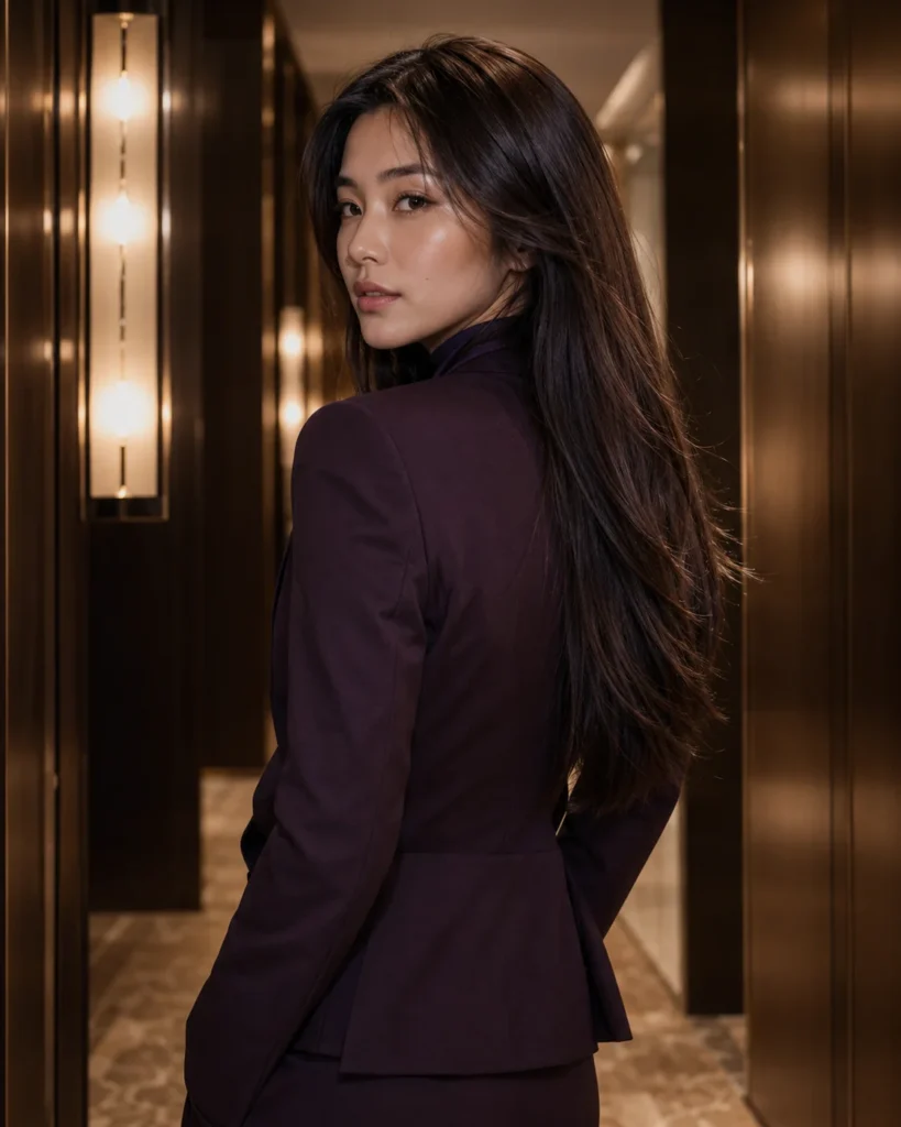 Long straight layered hair colored a deep espresso mocha brown