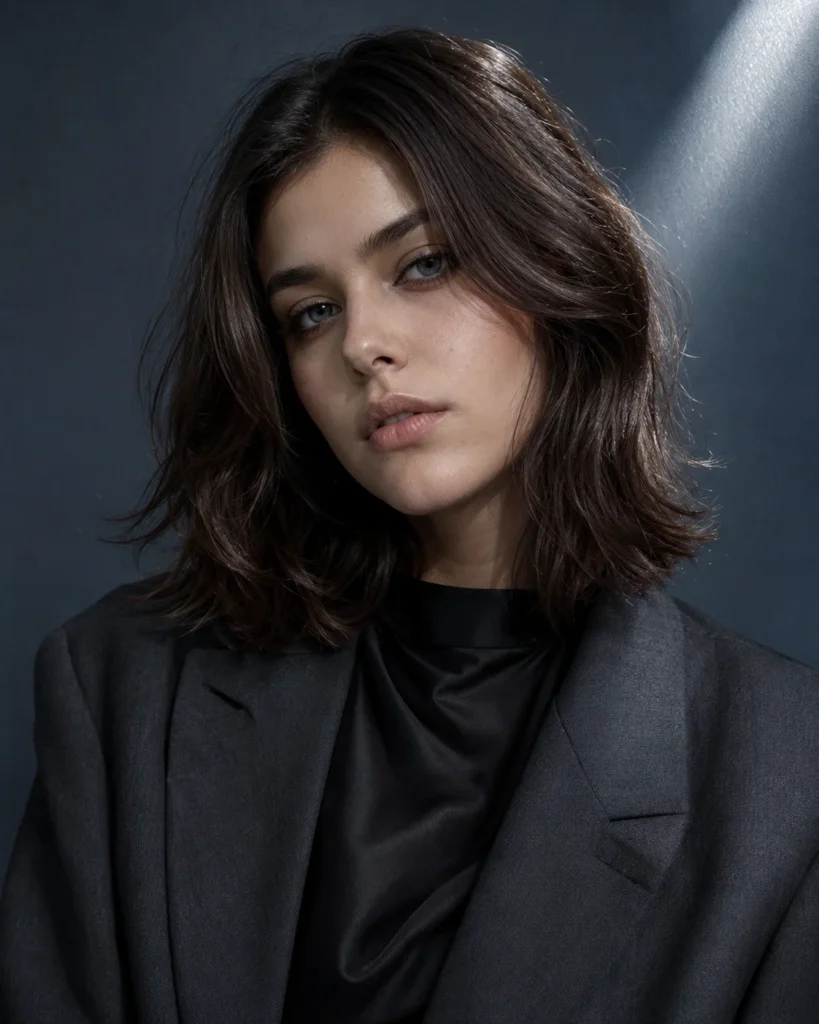 Cool mocha brown hair with a neutral finish and no noticeable red cast