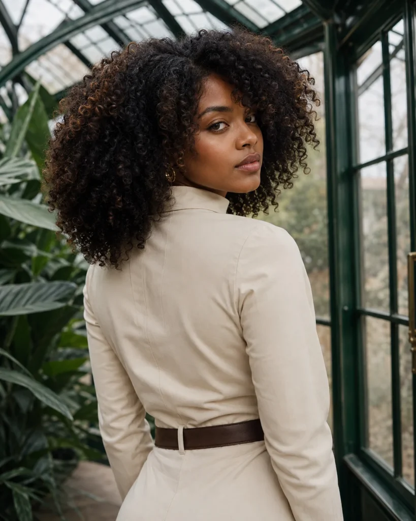 Dimensional mocha brown color highlighting the shape of natural coily hair