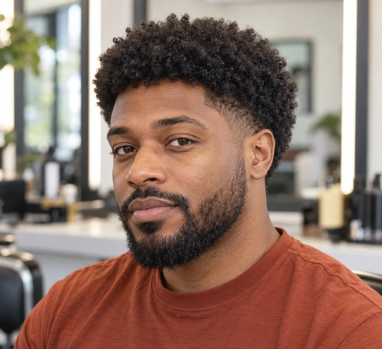 Man with a rounded coily front shape and softly tapered sides
