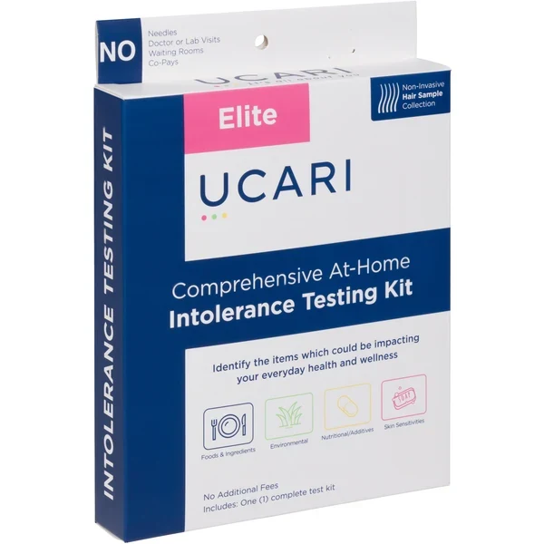 UCARI Elite at-home intolerance testing kit packaging.